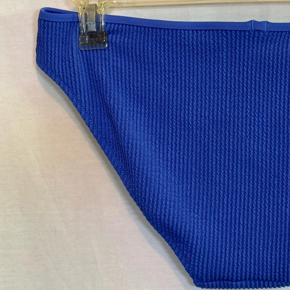 AA-32 Aerie NWT Blue‎ Ribbed Bikini Bottom Lined Summer Swim Wear Size XL
